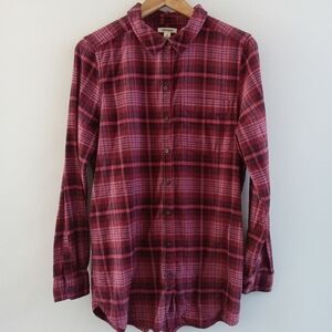 Goodthreads Women's Red and Black Plaid Flannel Button-Down Shirt, Size M